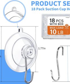 Alternative view of 18 Pack Suction Cup Hooks Max Load 10LB. 1.77Inch Suction Cup Hook for Glass Window. Reusable. Suitable for Glass. Windows. Bathrooms. Kitchens. Tiles. Shower Cubicles